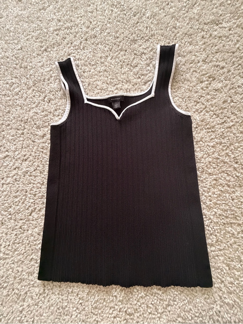 Halogen Black Ribbed Tank with White Trim